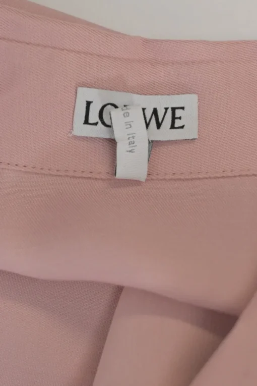 Pink viscose challis oversized classic collar button-front shirt dress with vented high-low hem
