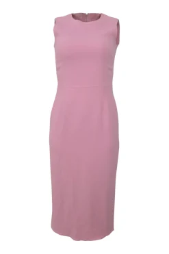 Pink viscose-blend sleeveless sheath dress