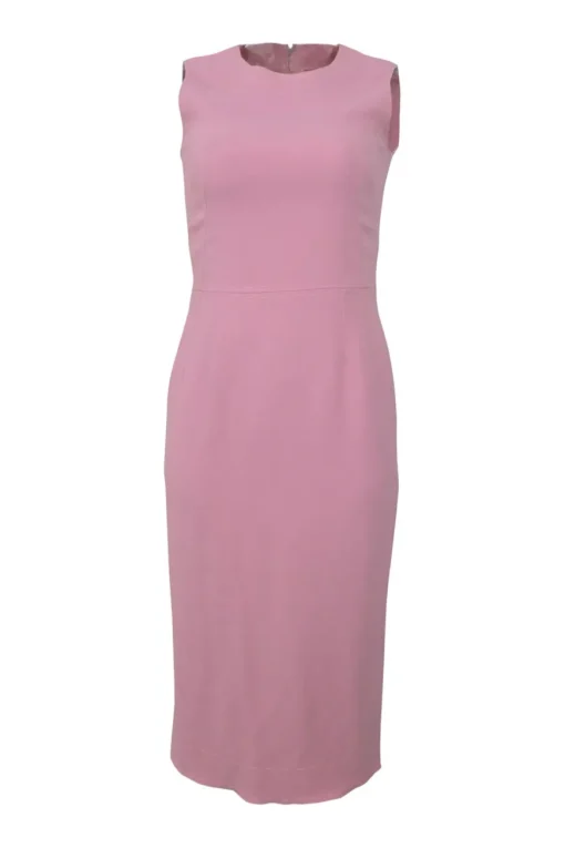 Pink viscose-blend sleeveless sheath dress
