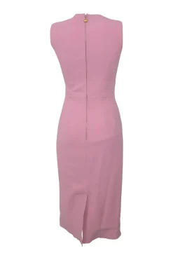 Pink viscose-blend sleeveless sheath dress