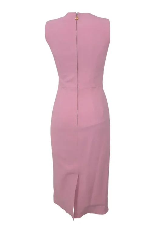 Pink viscose-blend sleeveless sheath dress