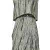 Pistacchio cotton-silk blend bark jacquard sleeveless bi-layer effect A-line mini dress with wrap-front skirt