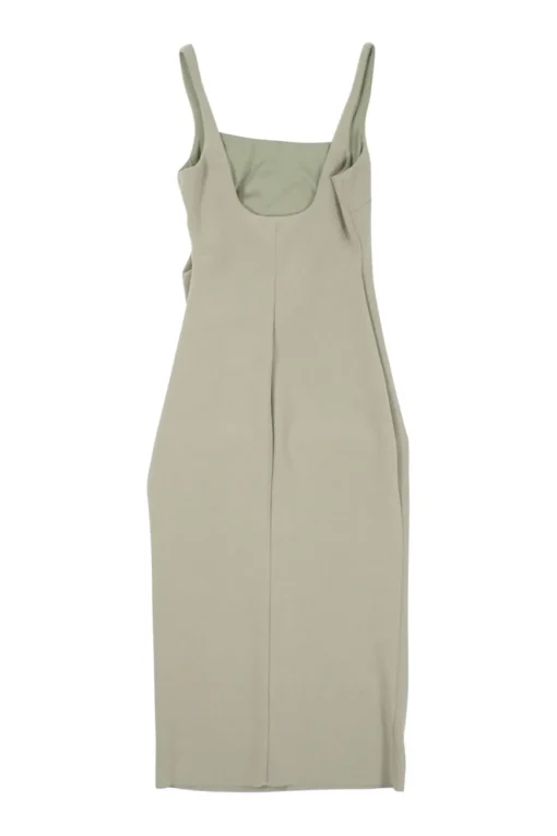 Pistachio draped polyester-blend crêpe-face jersey  ruched bustier sheath with scooped back