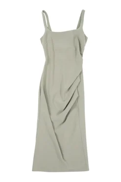 Pistachio draped polyester-blend crêpe-face jersey  ruched bustier sheath with scooped back