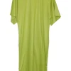 Pistachio green polyester jersey pullover boxy t-shirt dress
