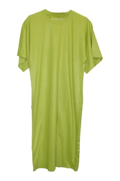 Pistachio green polyester jersey pullover boxy t-shirt dress