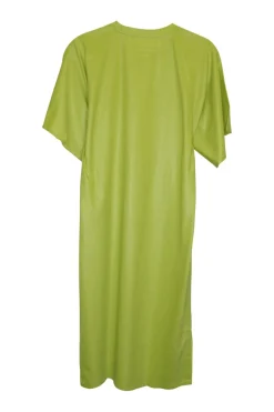 Pistachio green polyester jersey pullover boxy t-shirt dress