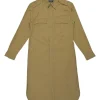 Polo Khaki cotton twill point collar button-front shirt dress with cargo chest patch pockets