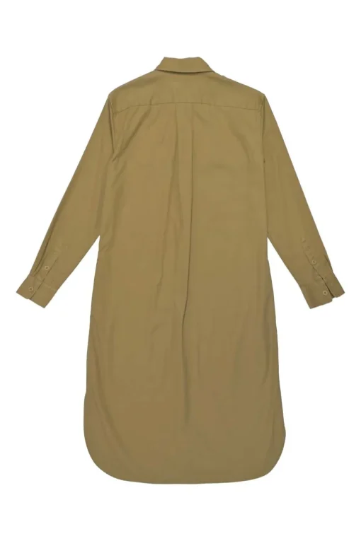 Polo Khaki cotton twill point collar button-front shirt dress with cargo chest patch pockets