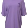 Purple cotton crewneck pullover T-shirt featuring Big Ami Coeur chest patch appliqué