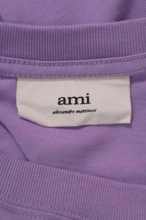 Purple cotton crewneck pullover T-shirt featuring Big Ami Coeur chest patch appliqué