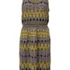 Purple cotton-blend fully-fashioned 3D knit racerback blouson dress