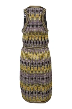 Purple cotton-blend fully-fashioned 3D knit racerback blouson dress
