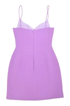 Purple crystal-embellished acetate-blend cutout bustier mini dress