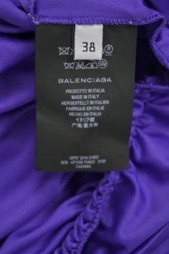 Purple draped polyester turtleneck long sleeve blouse