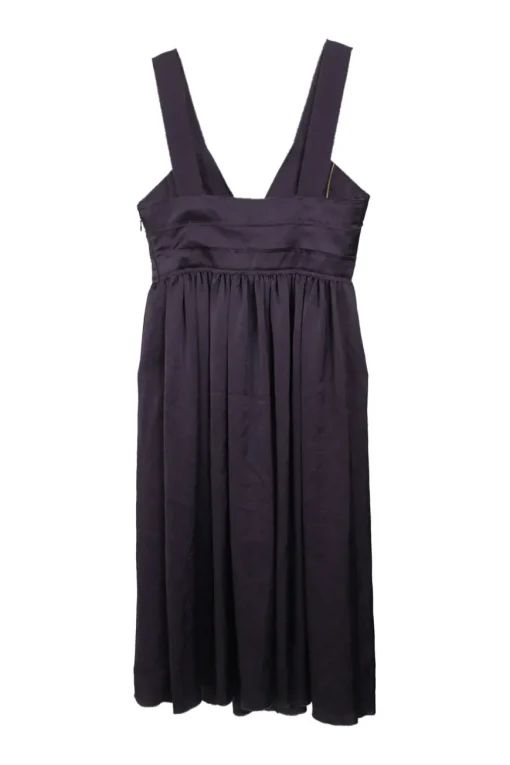Purple embellished triacetate-blend plunge neck empire-waist swing-style slip dress with fixed straps
