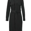Purple Label black cotton-blend point collar button-front utility-style shirt dress with adjustable buckle belt