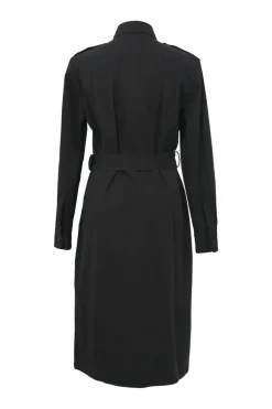 Purple Label black cotton-blend point collar button-front utility-style shirt dress with adjustable buckle belt