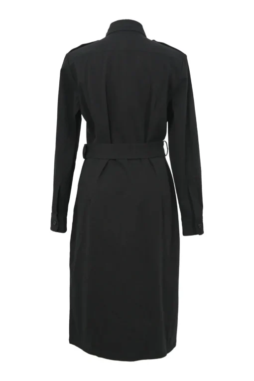 Purple Label black cotton-blend point collar button-front utility-style shirt dress with adjustable buckle belt