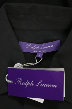 Purple Label black cotton-blend point collar button-front utility-style shirt dress with adjustable buckle belt