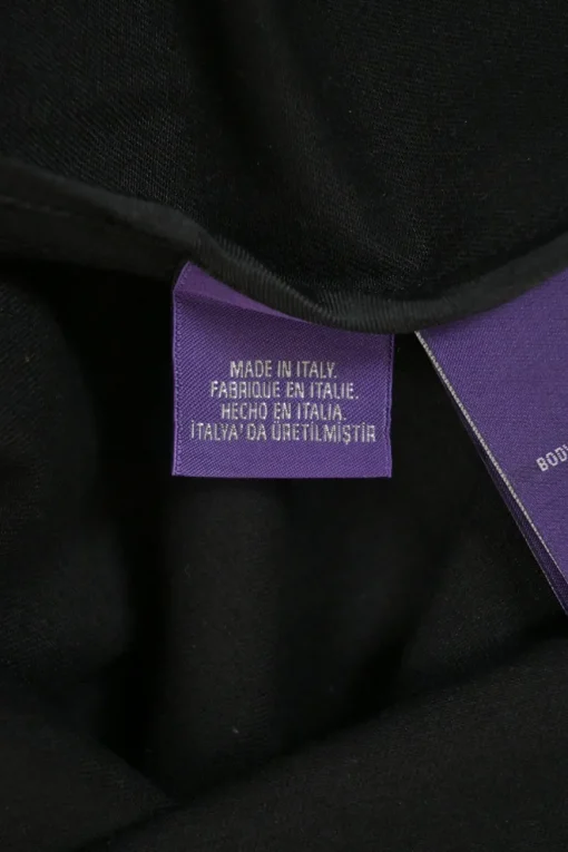 Purple Label black cotton-blend point collar button-front utility-style shirt dress with adjustable buckle belt