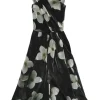 Purple label draped polyester floral print Carthage halter neck A-line midi dress