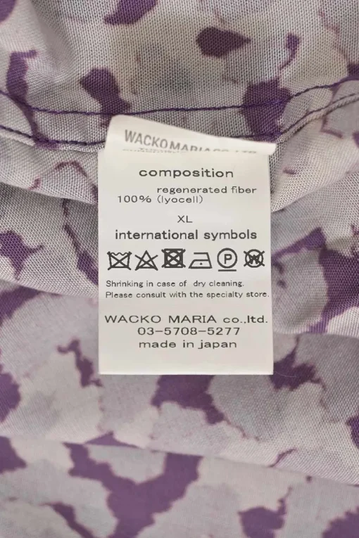 Purple lyocell graphic leopard print spread collar button-front work shirt