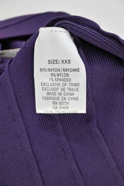 Purple rayon-blend off-shoulder bandage mini dress