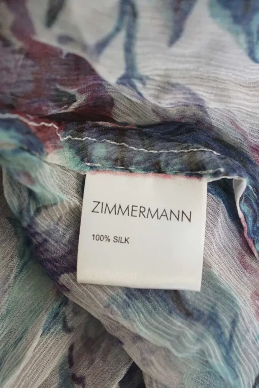 Purple semi-sheer crinkle silk chiffon floral print high-collar tiered midaxi dress with airy bishop sleeves