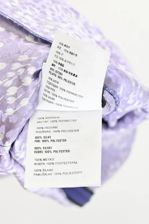 Purple silk floral jacquard puff sleeve empire-waist mini A-line dress with stacked bow bodice appliqué