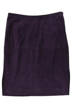 Purple suede pull-on mid-rise pencil skirt