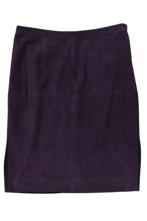Purple suede pull-on mid-rise pencil skirt