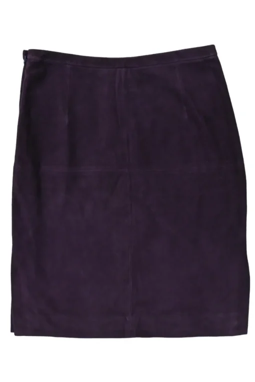 Purple suede pull-on mid-rise pencil skirt