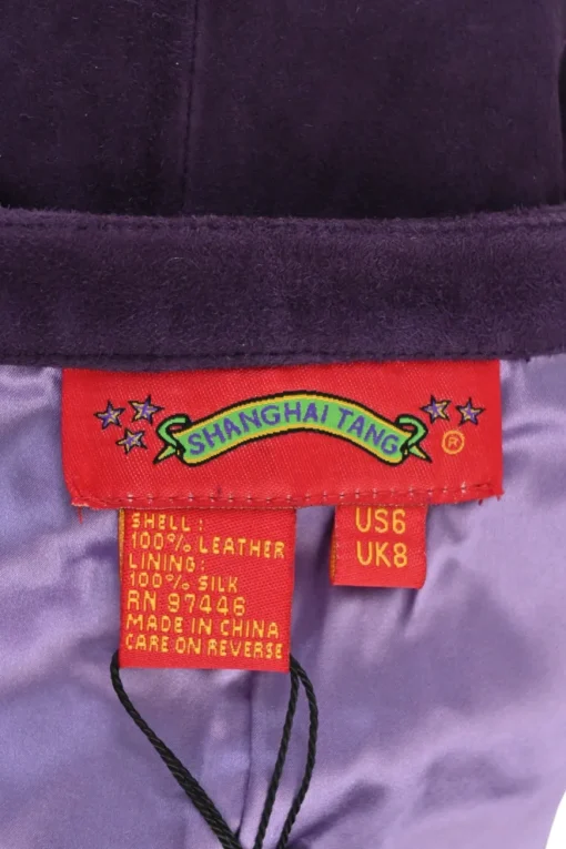 Purple suede pull-on mid-rise pencil skirt