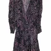Purple viscose-blend devoré leopard-print velvet wrap-effect mini dress