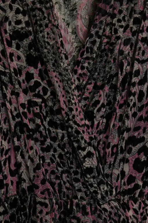 Purple viscose-blend devoré leopard-print velvet wrap-effect mini dress