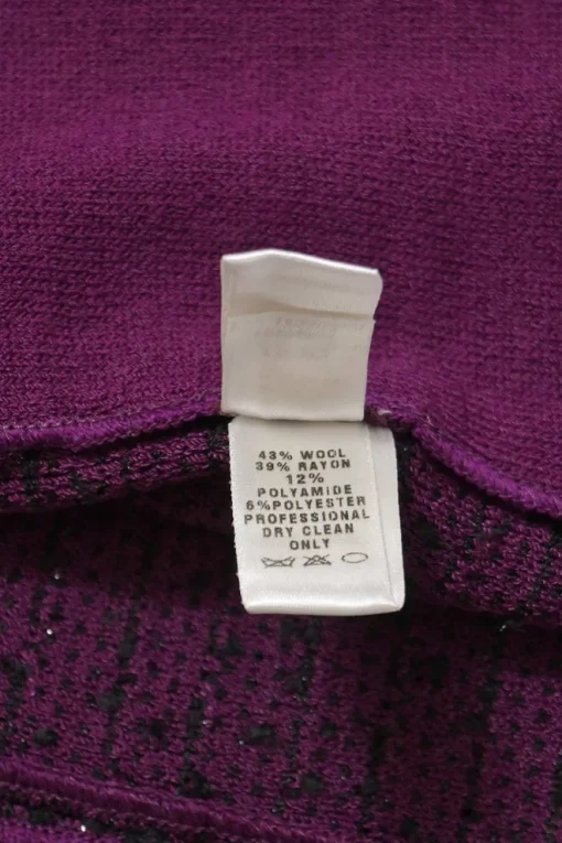 Purple wool-blend bouclé tweed scoop neck zip-up tailored top