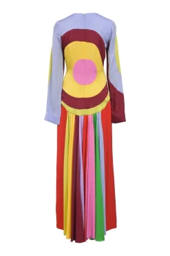 Rainbow viscose colour-block The Five long sleeve gown