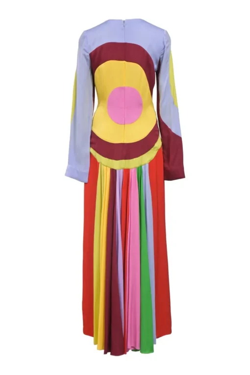 Rainbow viscose colour-block The Five long sleeve gown
