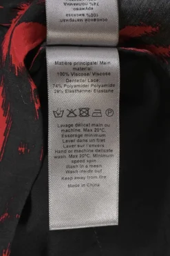 Red and black viscose leaf Ikat print Joslin asymmetric midi skirt