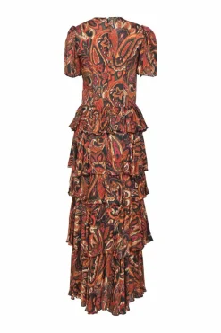 Red and Orange Serena Tiered Ruffle Dress