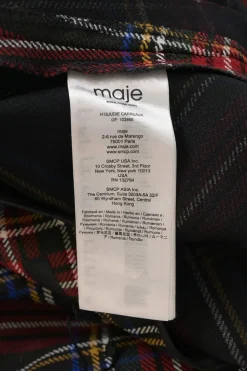 Red bias-cut polyester-blend tartan check wrap-front apron-style mini skirt with hip buckle fastening