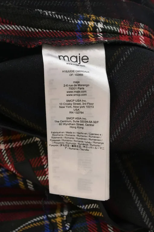 Red bias-cut polyester-blend tartan check wrap-front apron-style mini skirt with hip buckle fastening