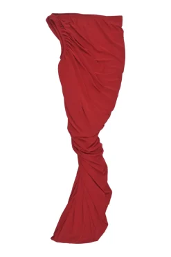 Red ruched polyester-spandex blend Diana one-shoulder jersey gown