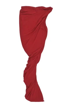 Red ruched polyester-spandex blend Diana one-shoulder jersey gown