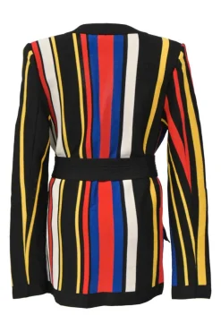 Red viscose piqué wrap-front tie-waist cardigan