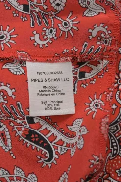 Red Willamette Paisley Print Silk Shirt Dress with Belt