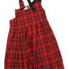 Red wool tartan asymmetric criss-cross pinafore dress