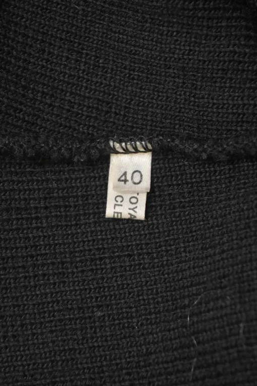 Rive Gauche black sequin-embellished jersey knit single breasted collarless cardigan with button-loop fastening
