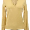 Rive Gauche yellow wool interlock jersey knit V-neck pullover sweater